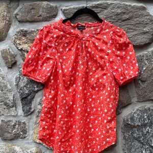 Talbots Red Floral Blouse